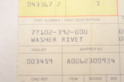 OEM Honda 77102-392-000 Rivet Washer NOS