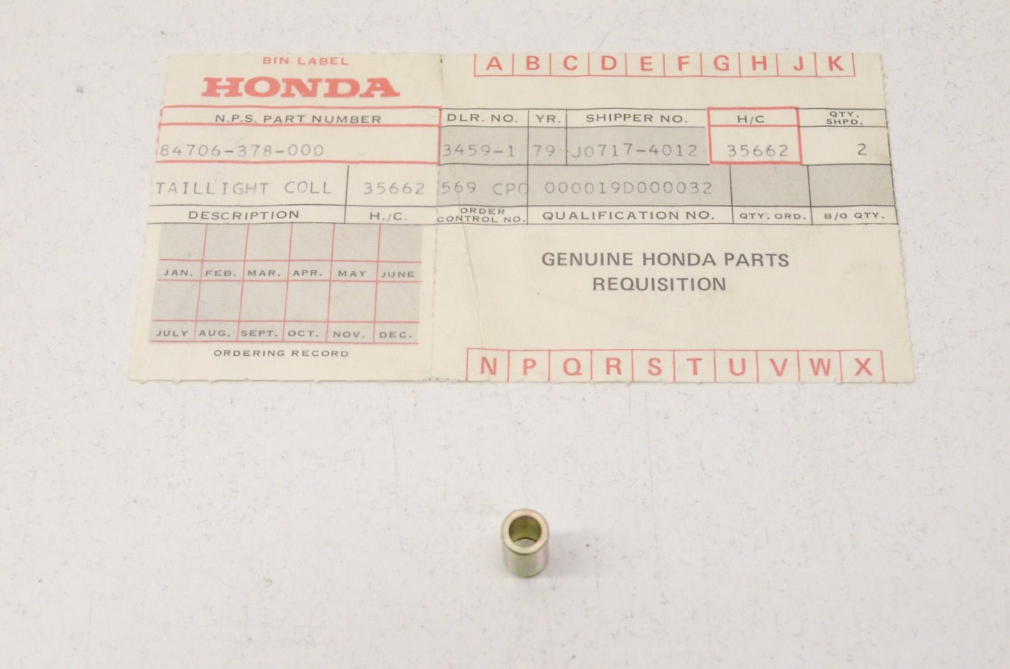OEM Honda 84706-378-000 Tail Light Unit Collar NOS