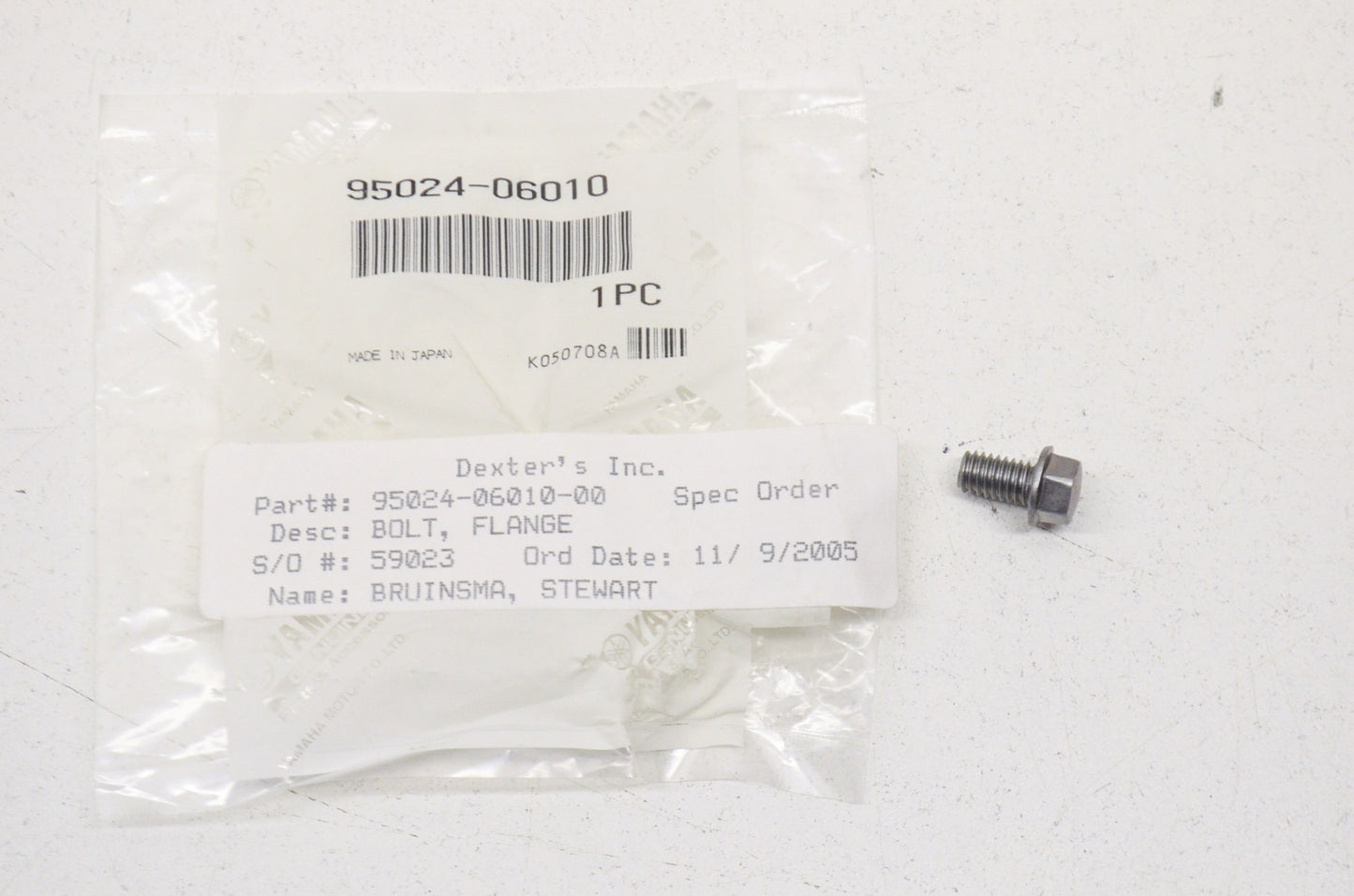 OEM Yamaha 95024-06010-00 Flange Bolt NOS