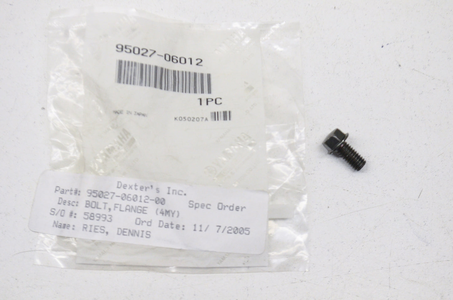 New OEM Yamaha 95027-06012-00 95027-06012-00 Bolt NOS