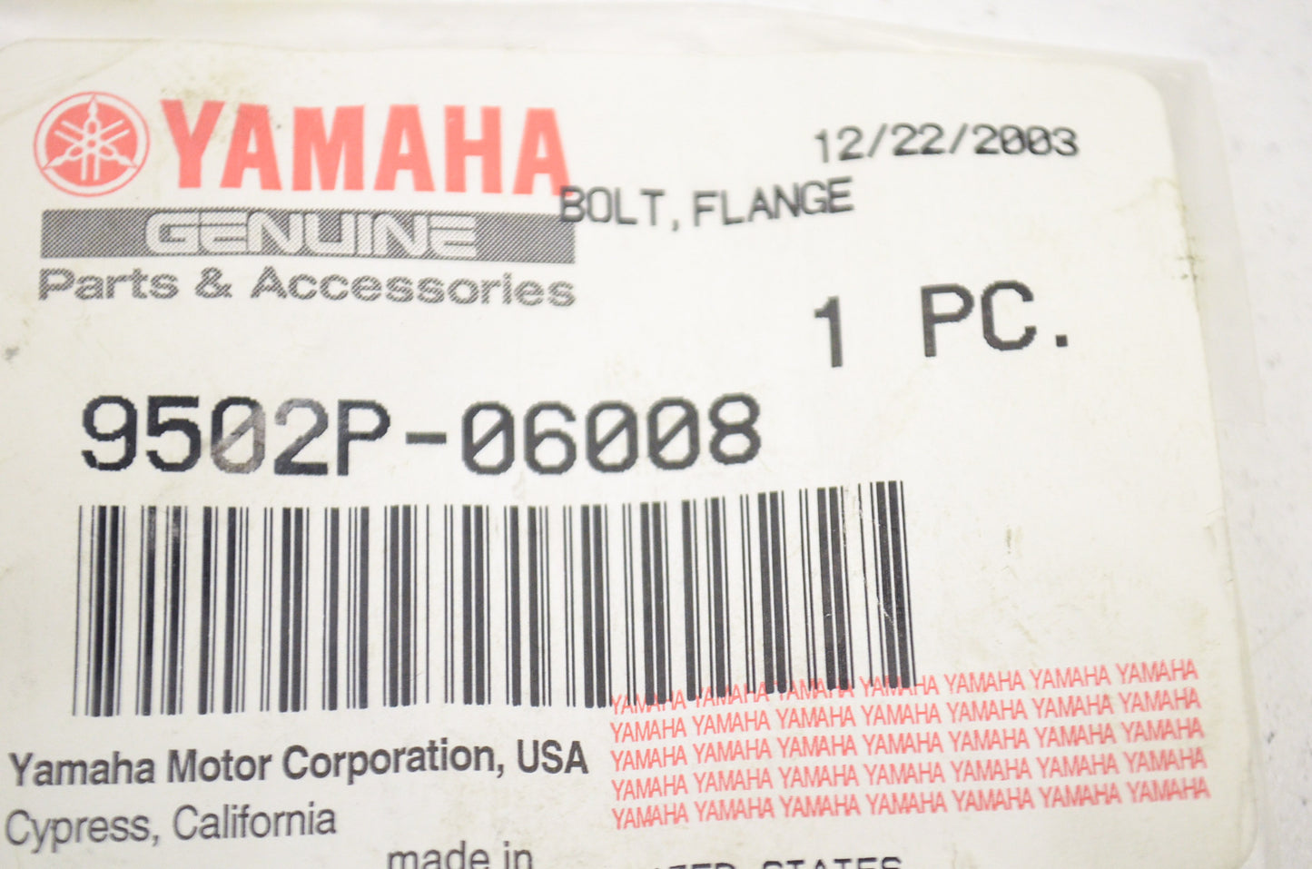 OEM Yamaha 9502P-06008-00 Flange Bolt NOS