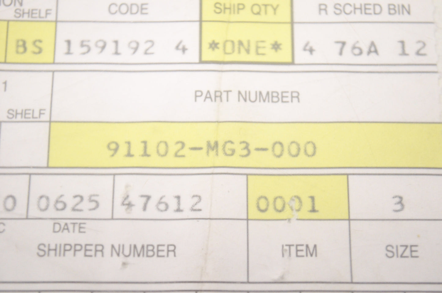 OEM Honda 91102-MG3-000 Dowel Pin (5X33) NOS