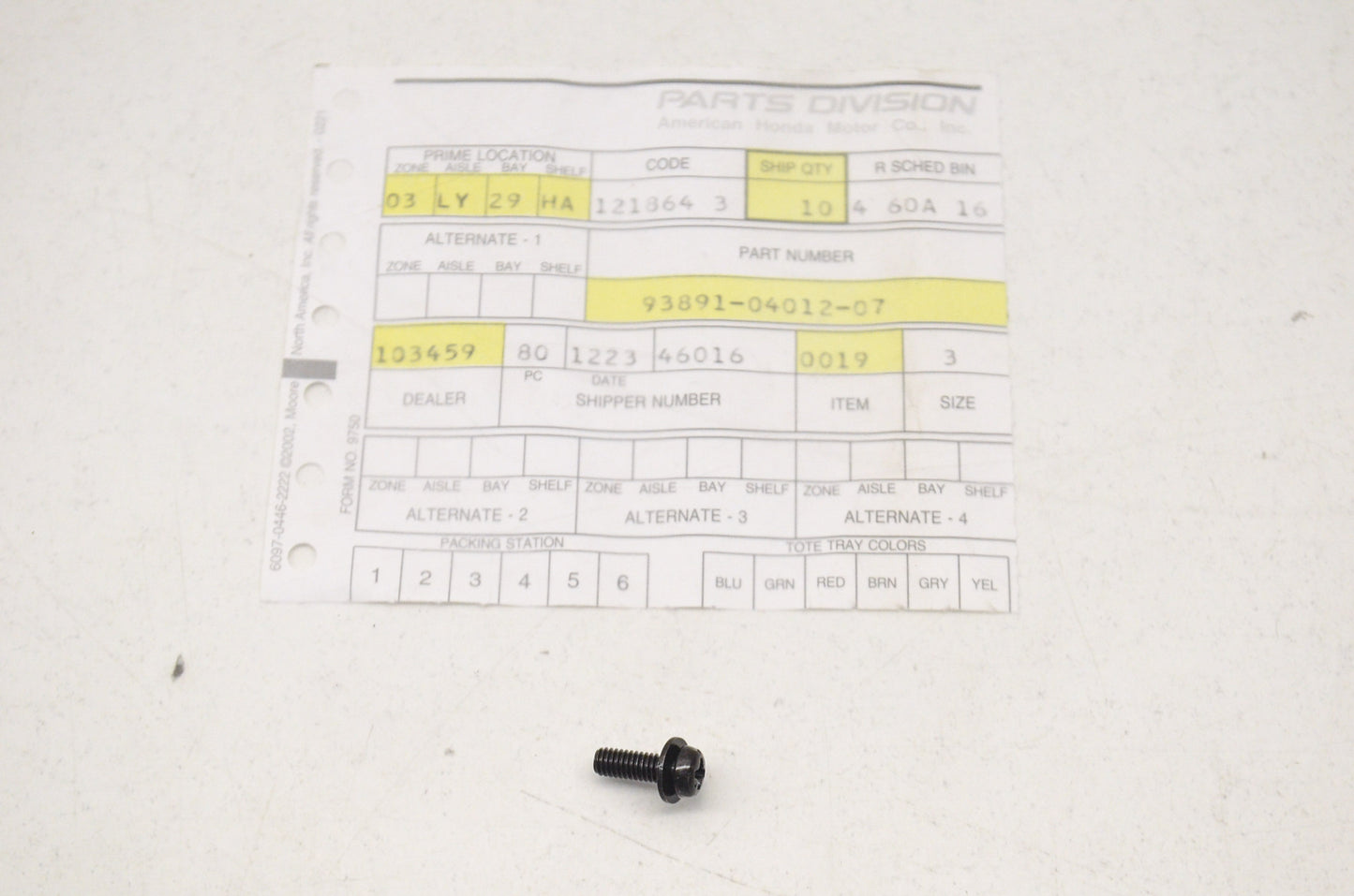 OEM Honda 93891-04012-07 Washer Screw (4X12) NOS