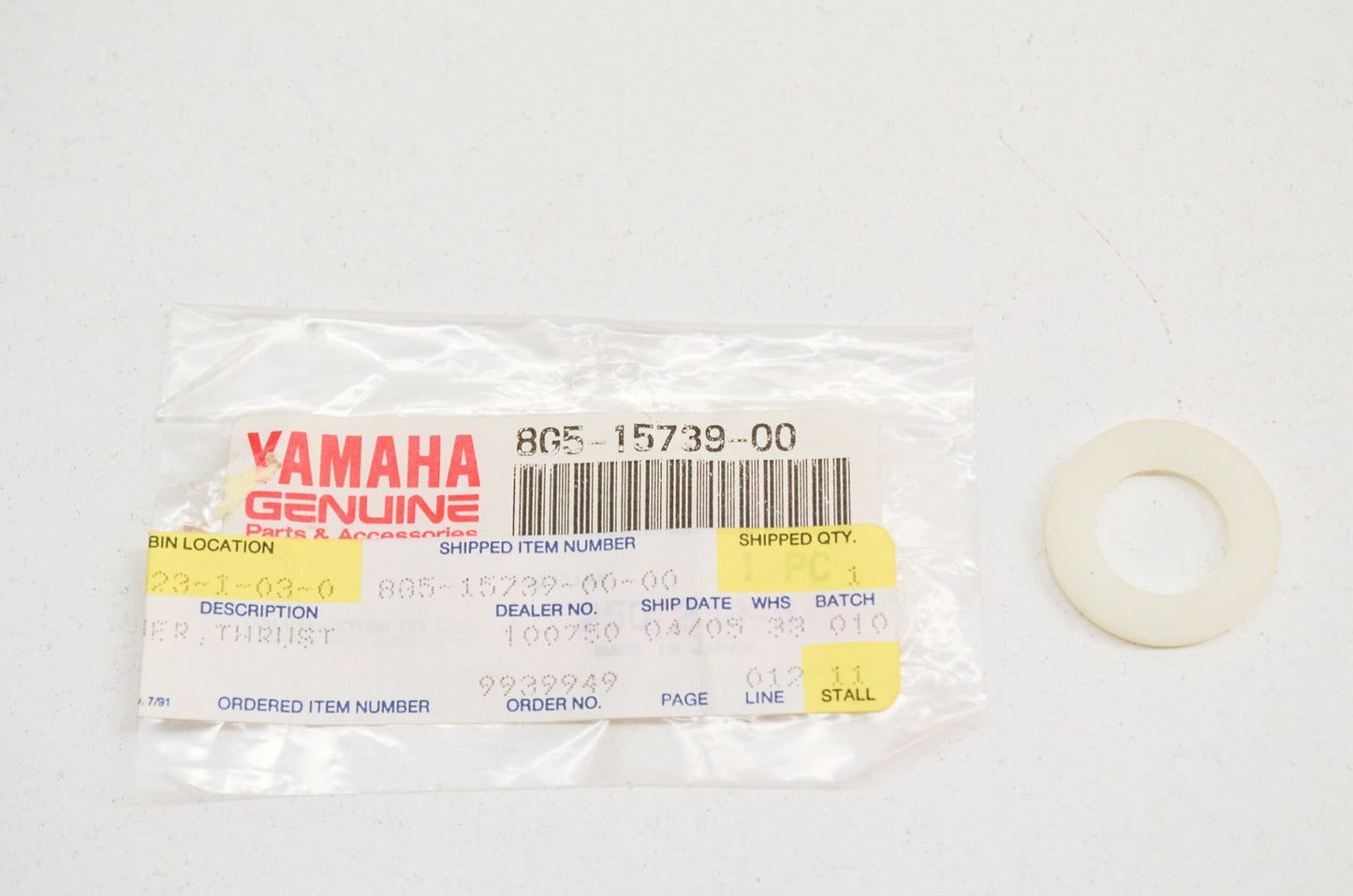 OEM Yamaha 8G5-15739-00-00 Thrust Washer NOS