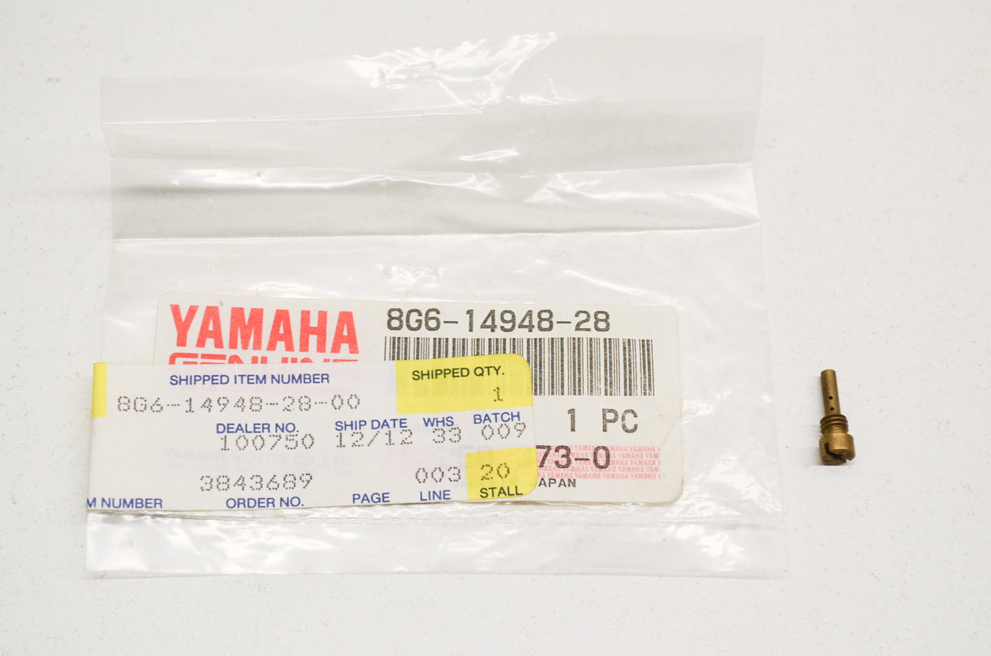 OEM Yamaha 8G6-14948-28-00 Jet NOS