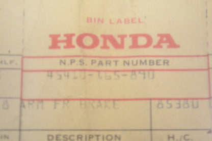 OEM Honda 45410-165-890 Front Brake Arm NOS