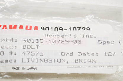 OEM Yamaha 90109-10729-00 Bolt NOS