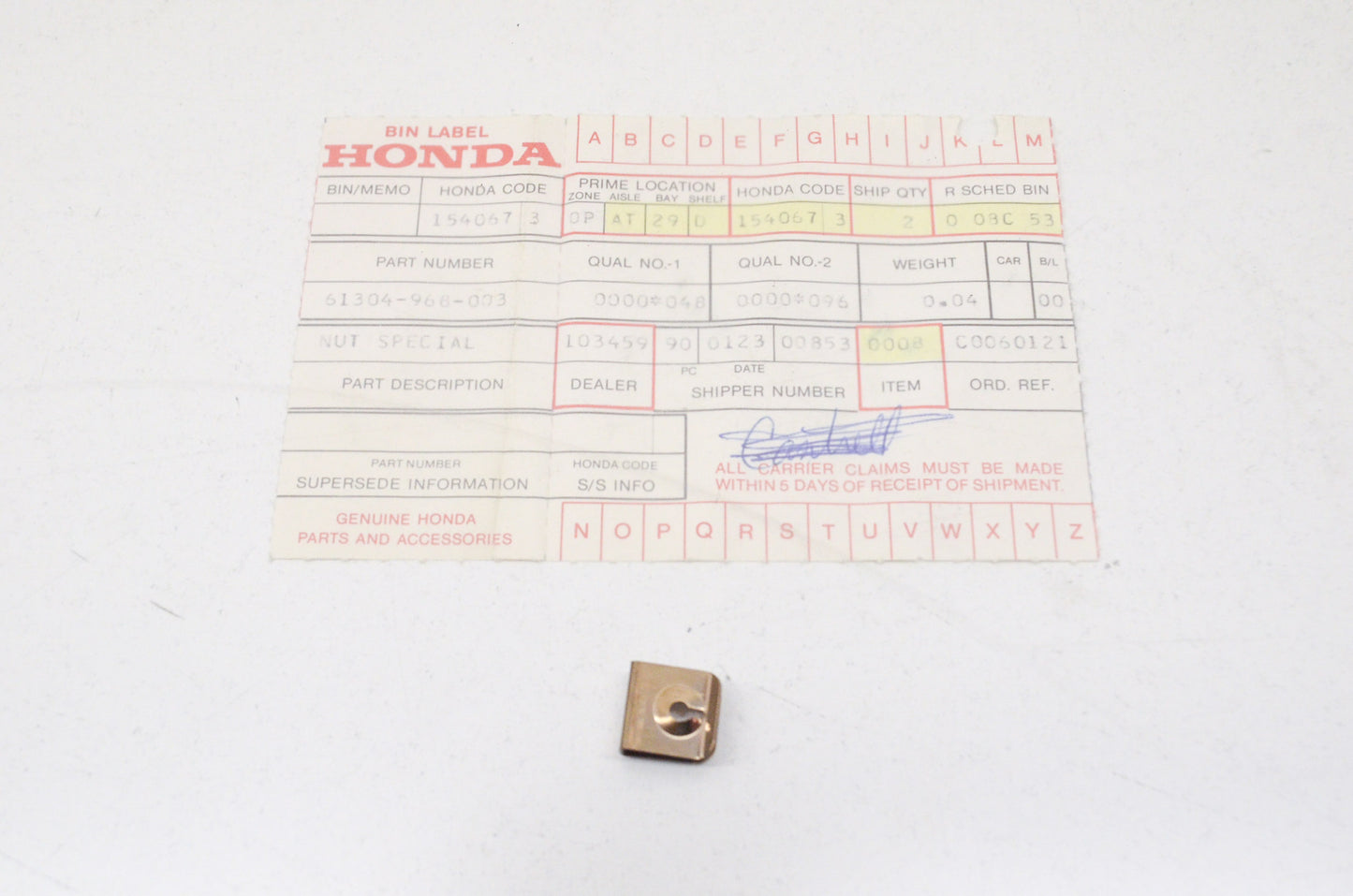 OEM Honda 61304-968-003 Special Nut NOS