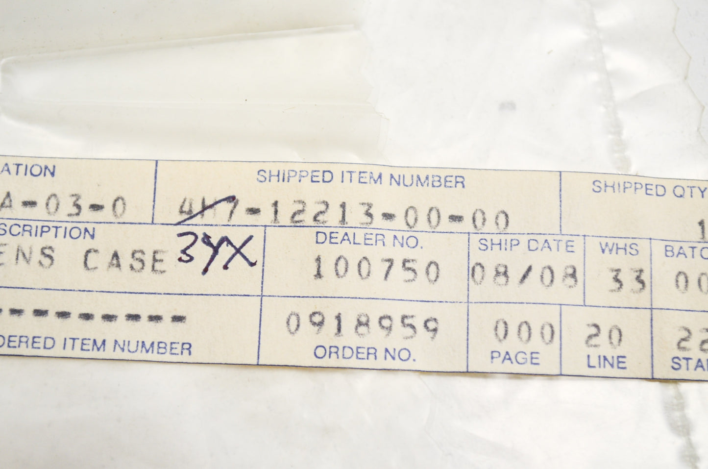 OEM Yamaha 3YX-12213-00-00 Tensioner Case Gasket NOS