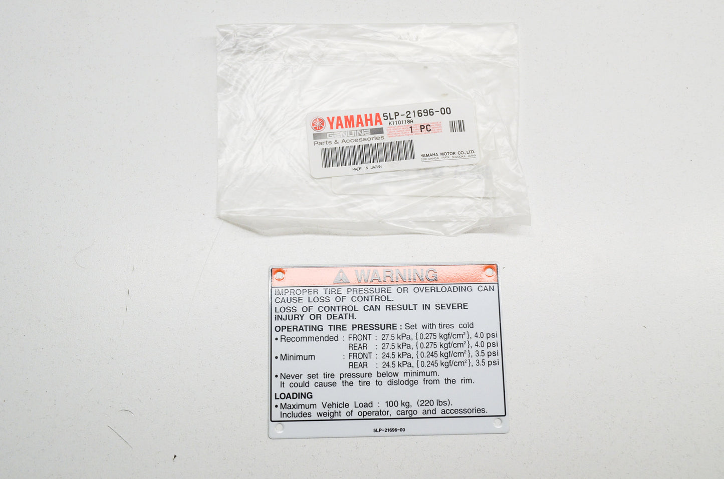 OEM Yamaha 5LP-21696-00-00 Caution Label NOS