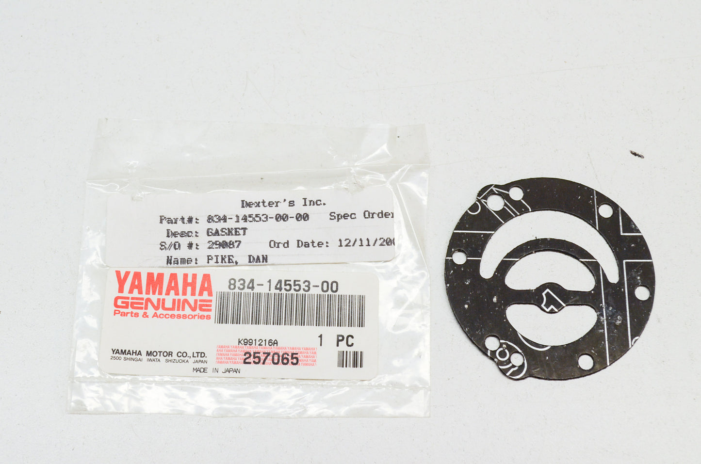 OEM Yamaha 834-14553-00-00 Gasket NOS