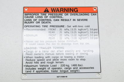 OEM Yamaha 5GT-21696-00-00 Caution Label NOS