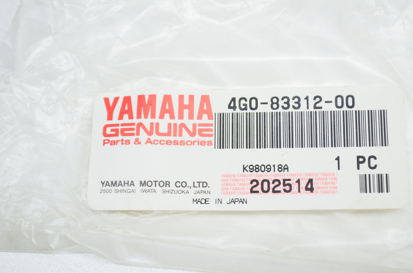 OEM Yamaha 4G0-83312-00-00 Flasher Lens NOS