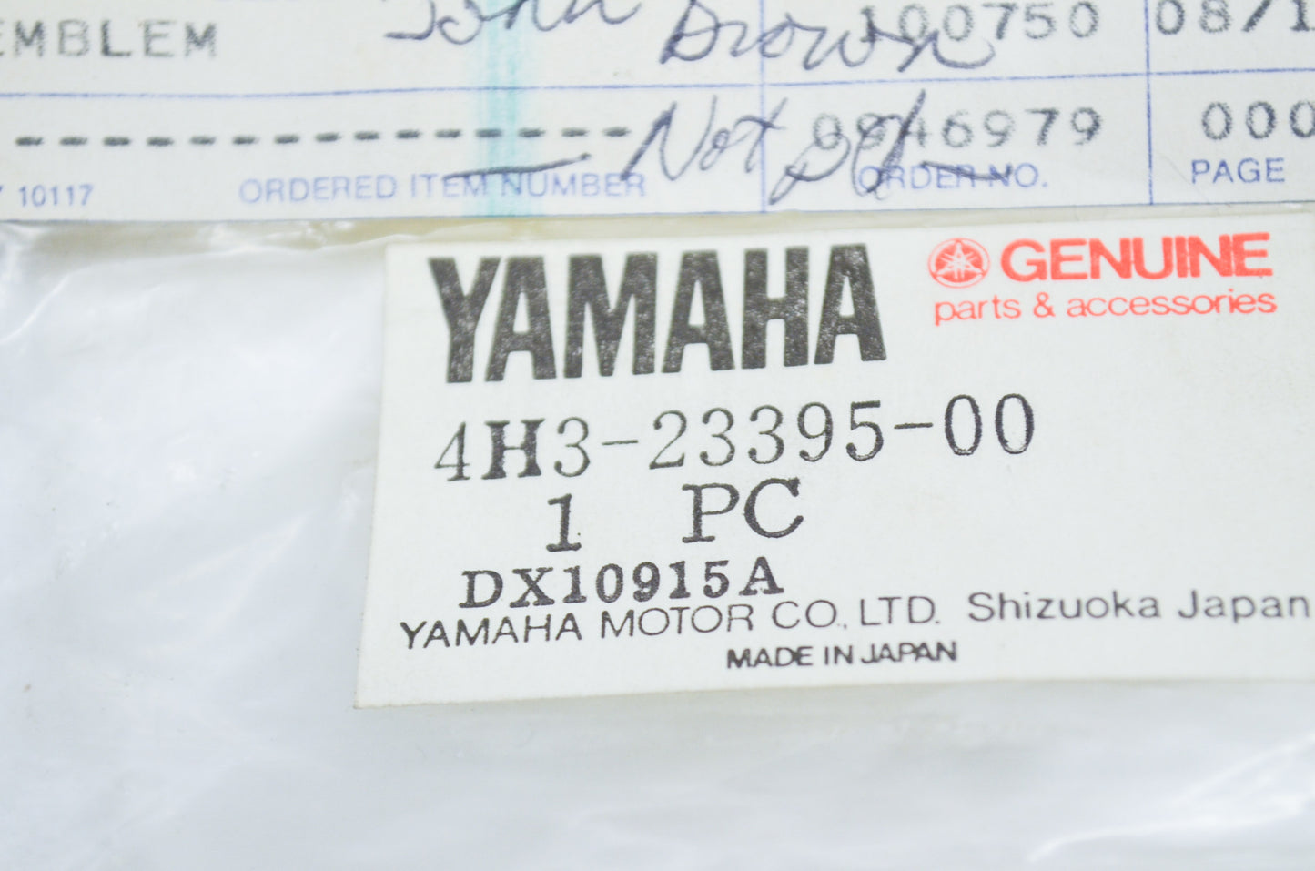 OEM Yamaha 4H3-23395-00-00 Emblem NOS