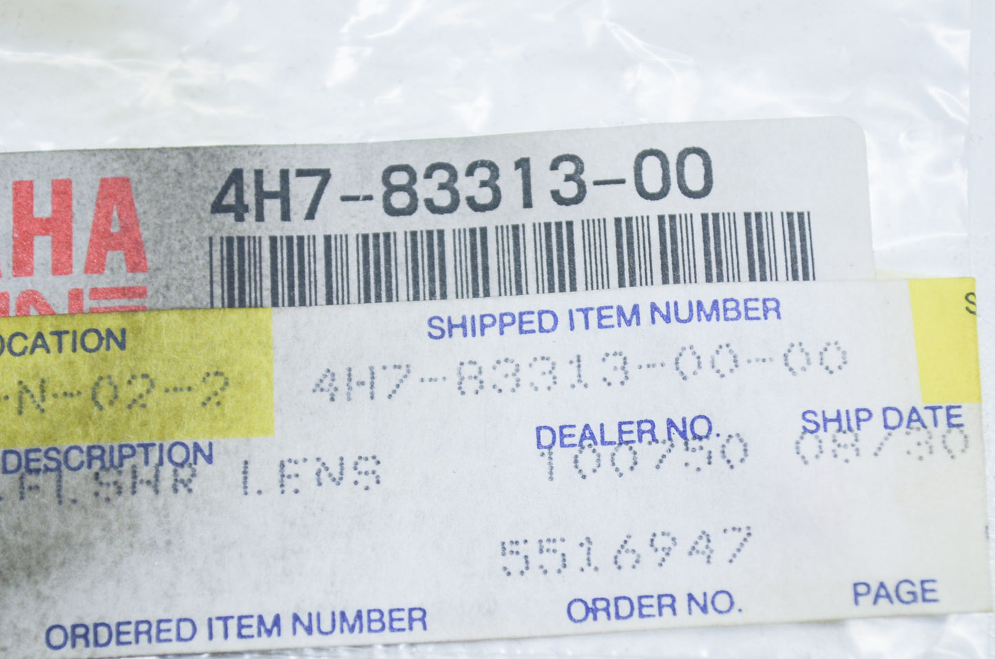 OEM Yamaha 4H7-83313-00-00 Flasher Lens Gasket NOS