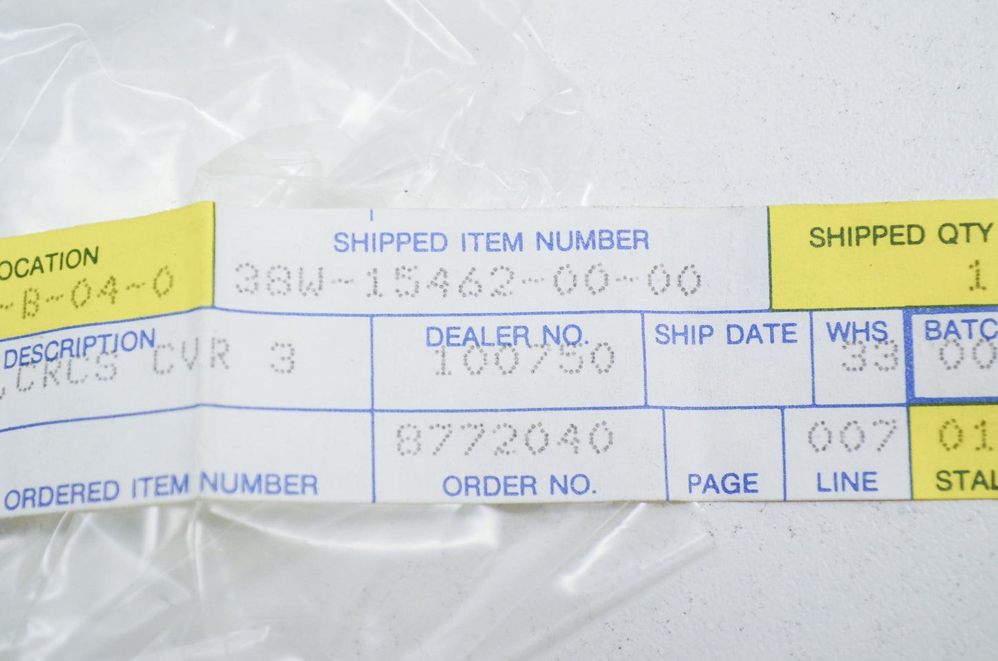 OEM Yamaha 38W-15462-00-00 Gasket NOS