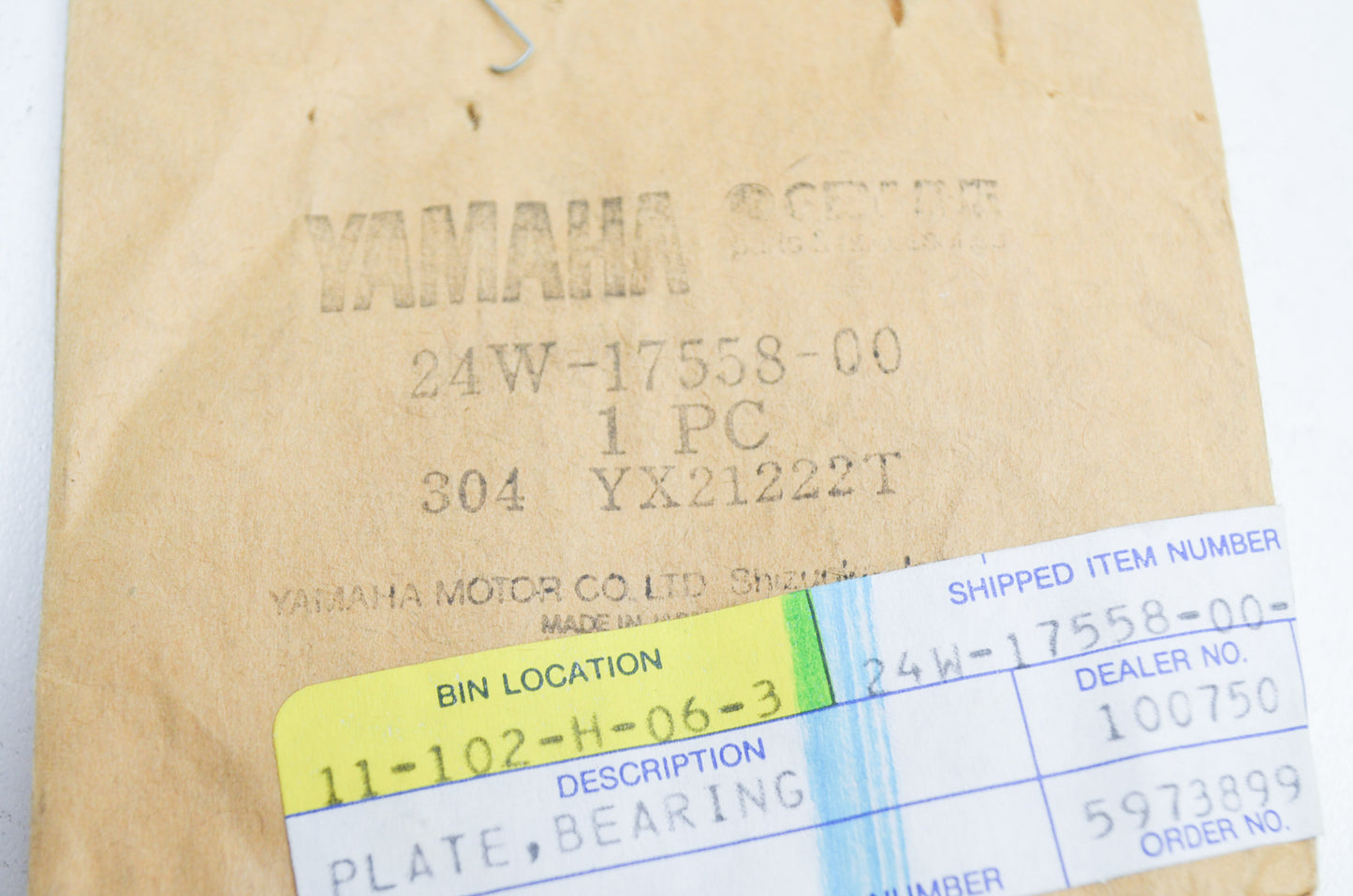OEM Yamaha 24W-17558-00-00 Bearing Plate NOS