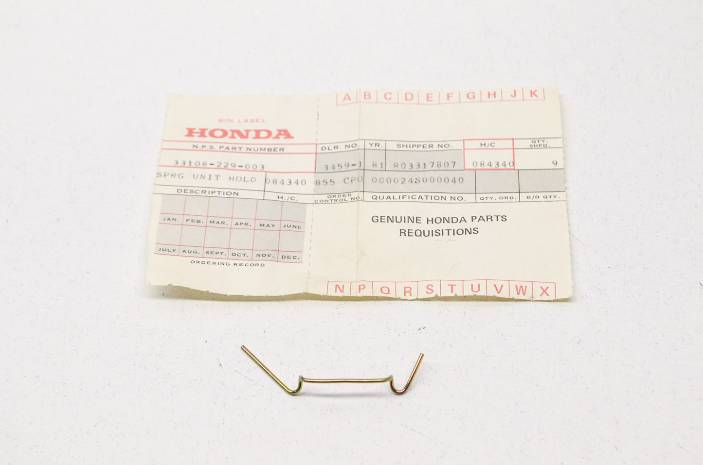 Unit Holder Spring NOS