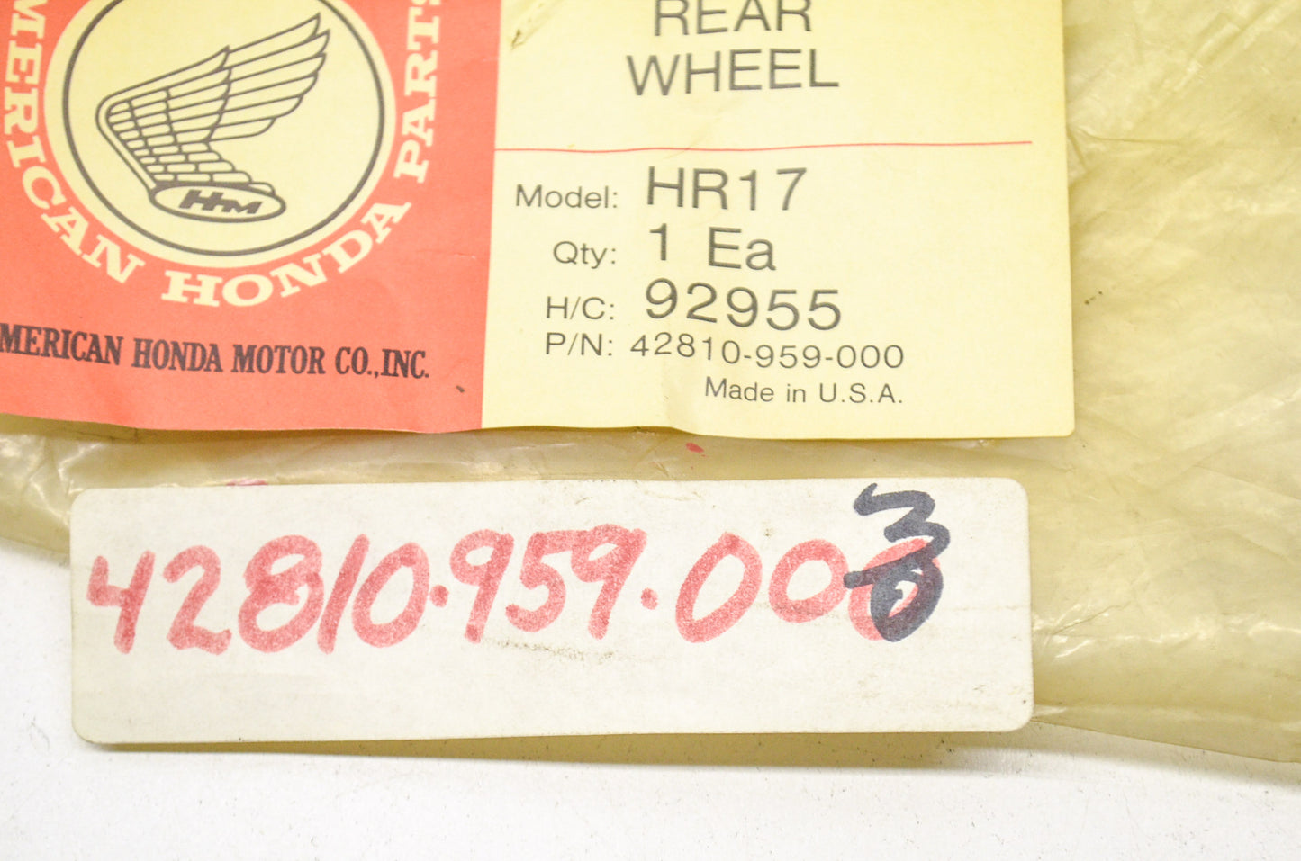 New OEM Honda Rear Wheel NOS