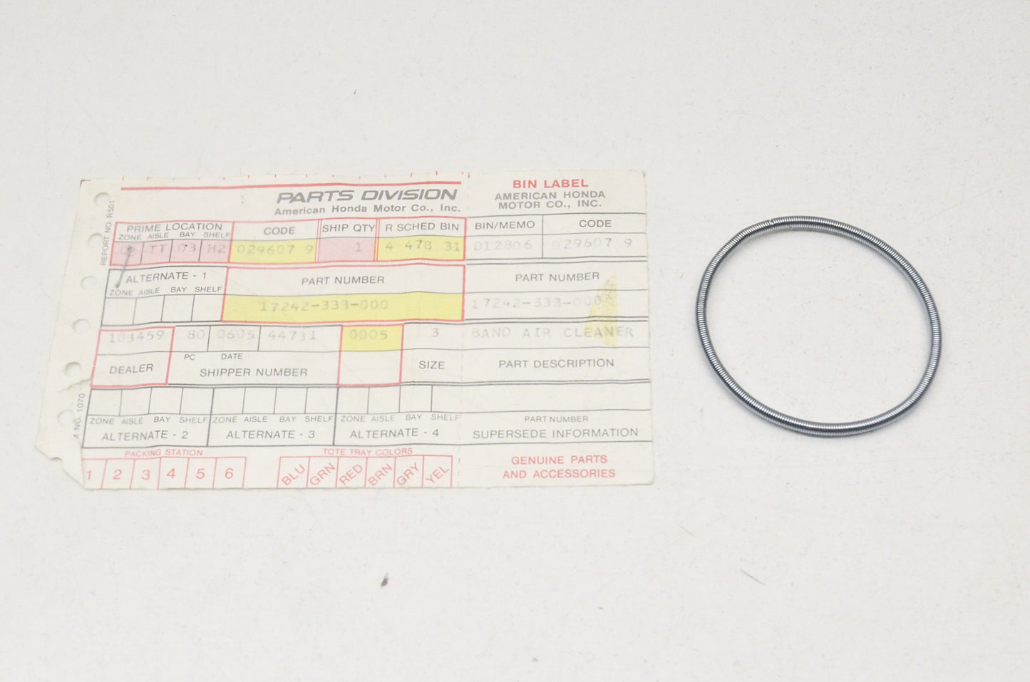 OEM Honda 17242-333-000 Band NOS