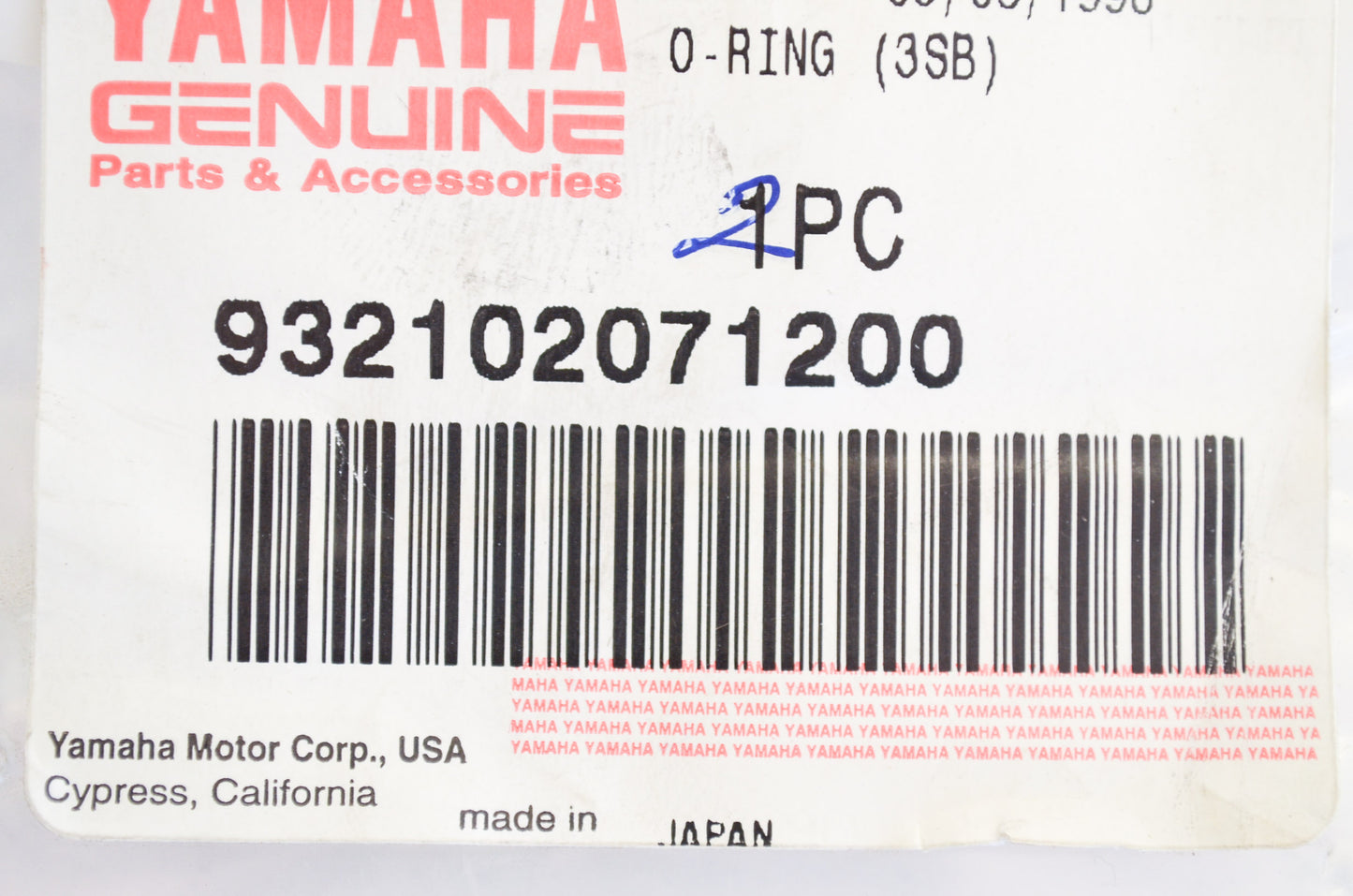 OEM Yamaha 93210-20712-00 O-Ring (3SB) NOS