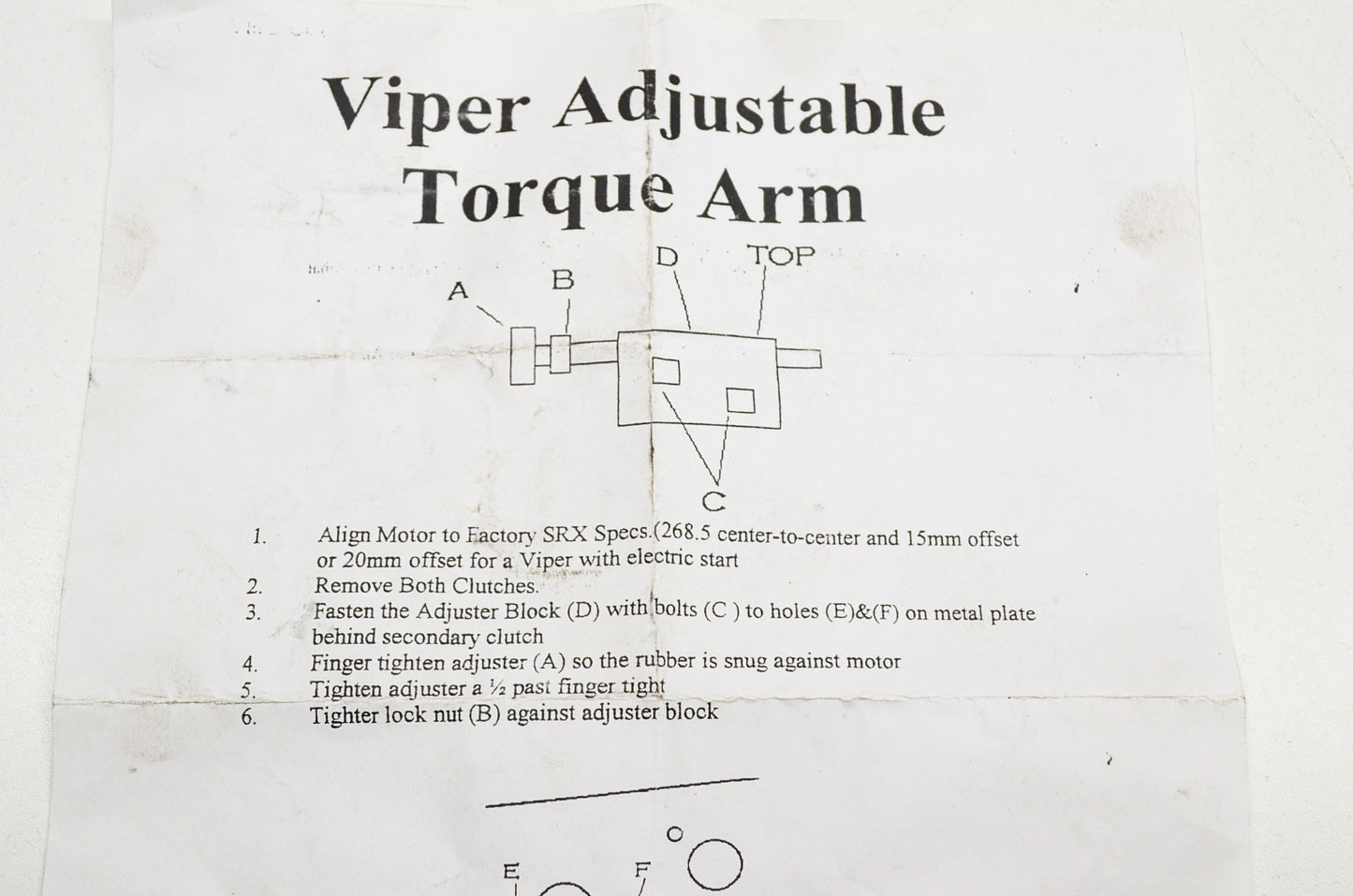 SRX Viper Torque Arm-Adjustment NOS