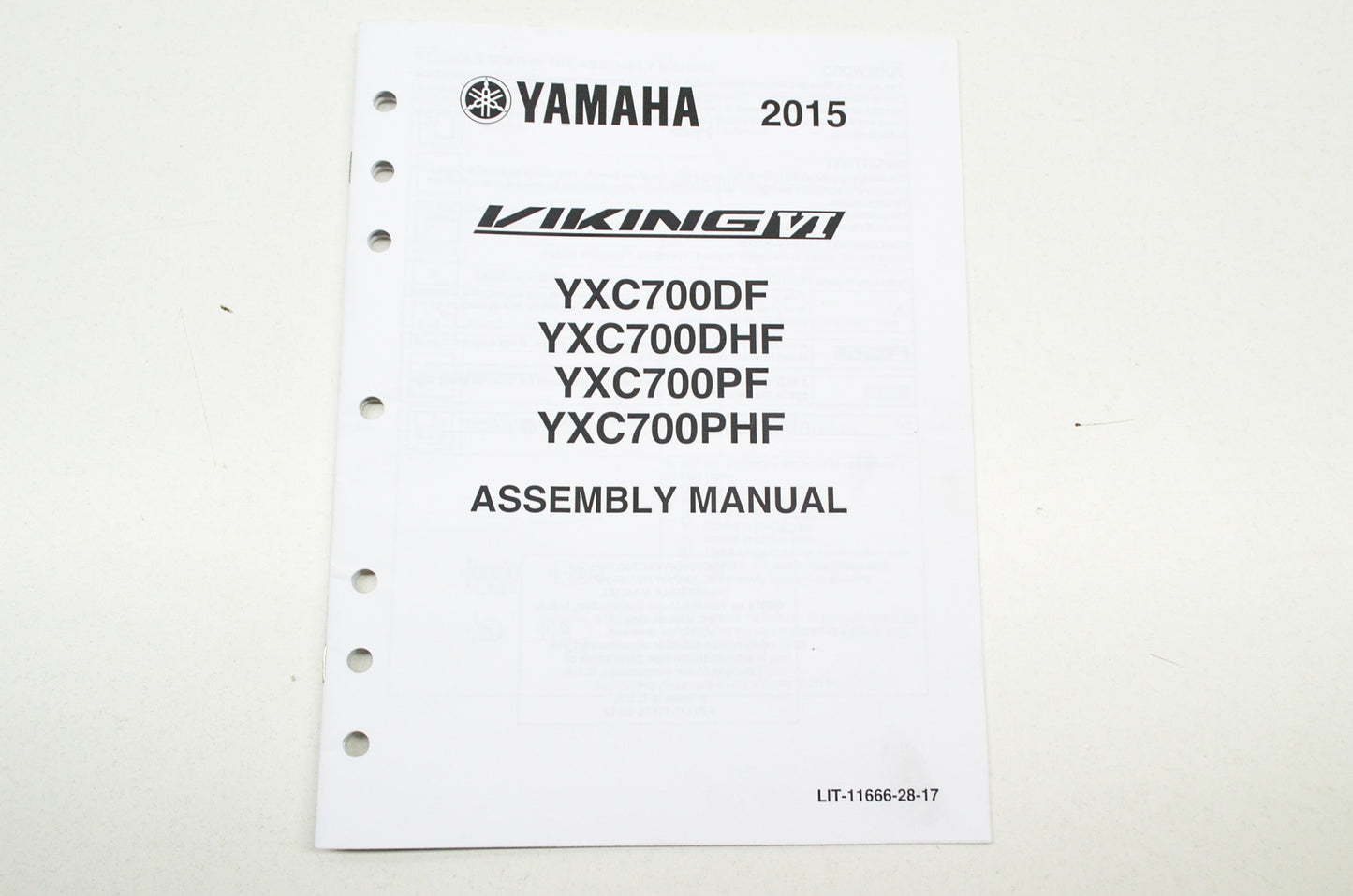 OEM Yamaha LIT-11666-28-17 Assembly Manual 2015 VIKING VI YXC70 NOS