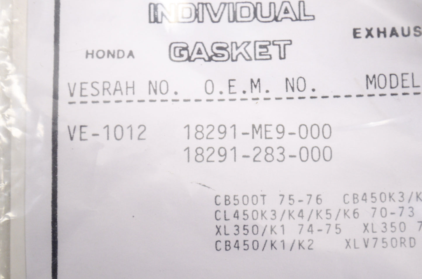 New Vesrah Exhaust Gasket Qty 2 NOS