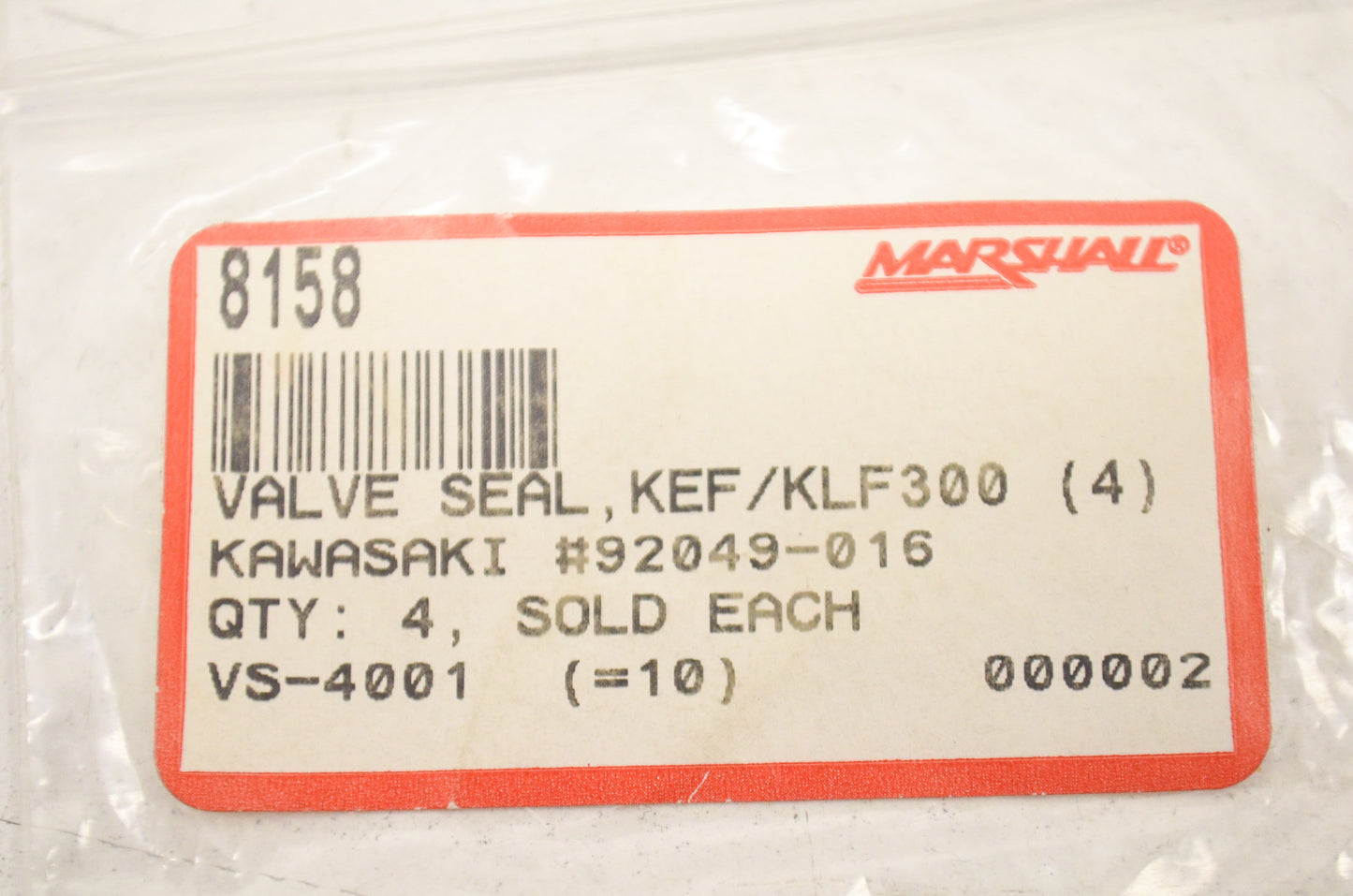 New Marshall Valve Seal Qty 2 Kawasaki KEF KLF 300 NOS