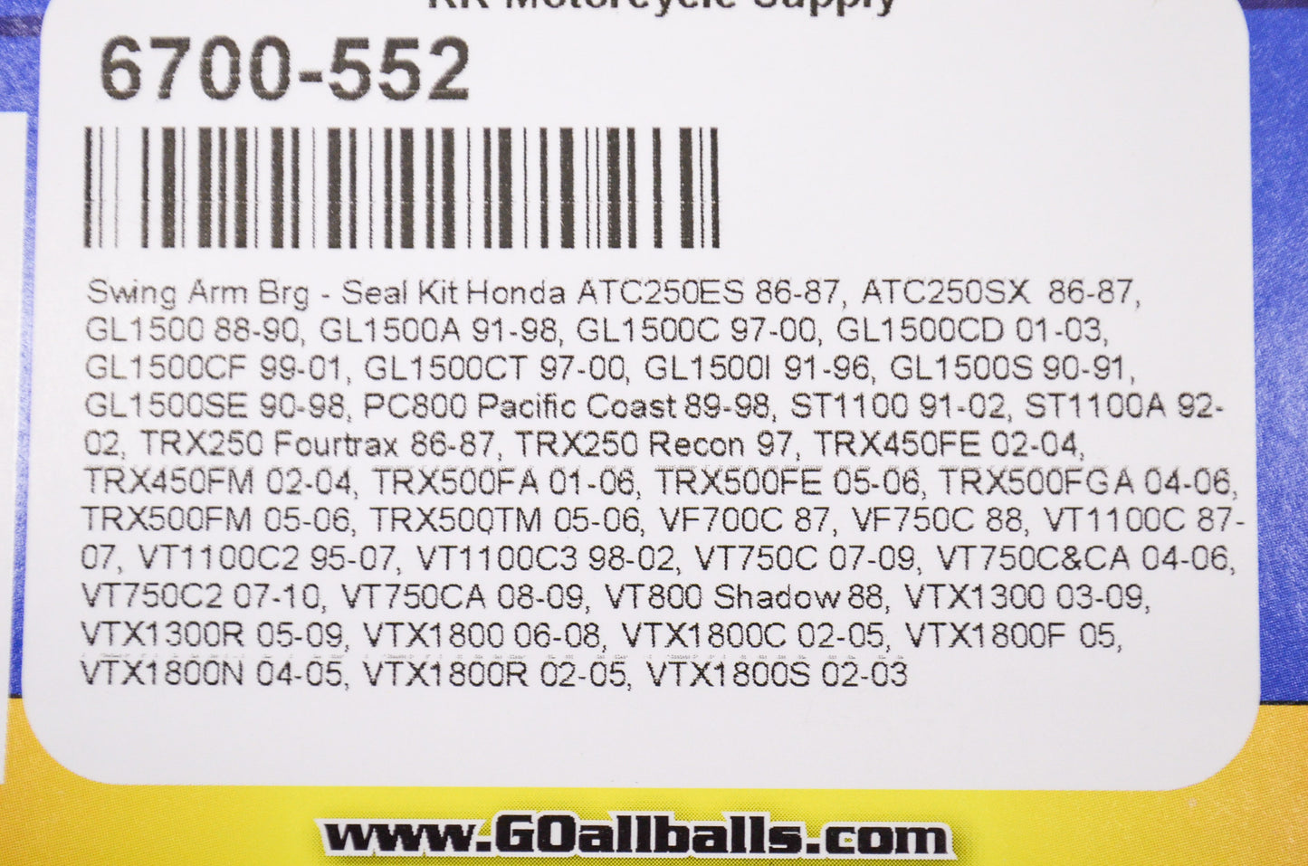 All Balls 28-1055 Swing Arm Bearing Seal Kit NOS