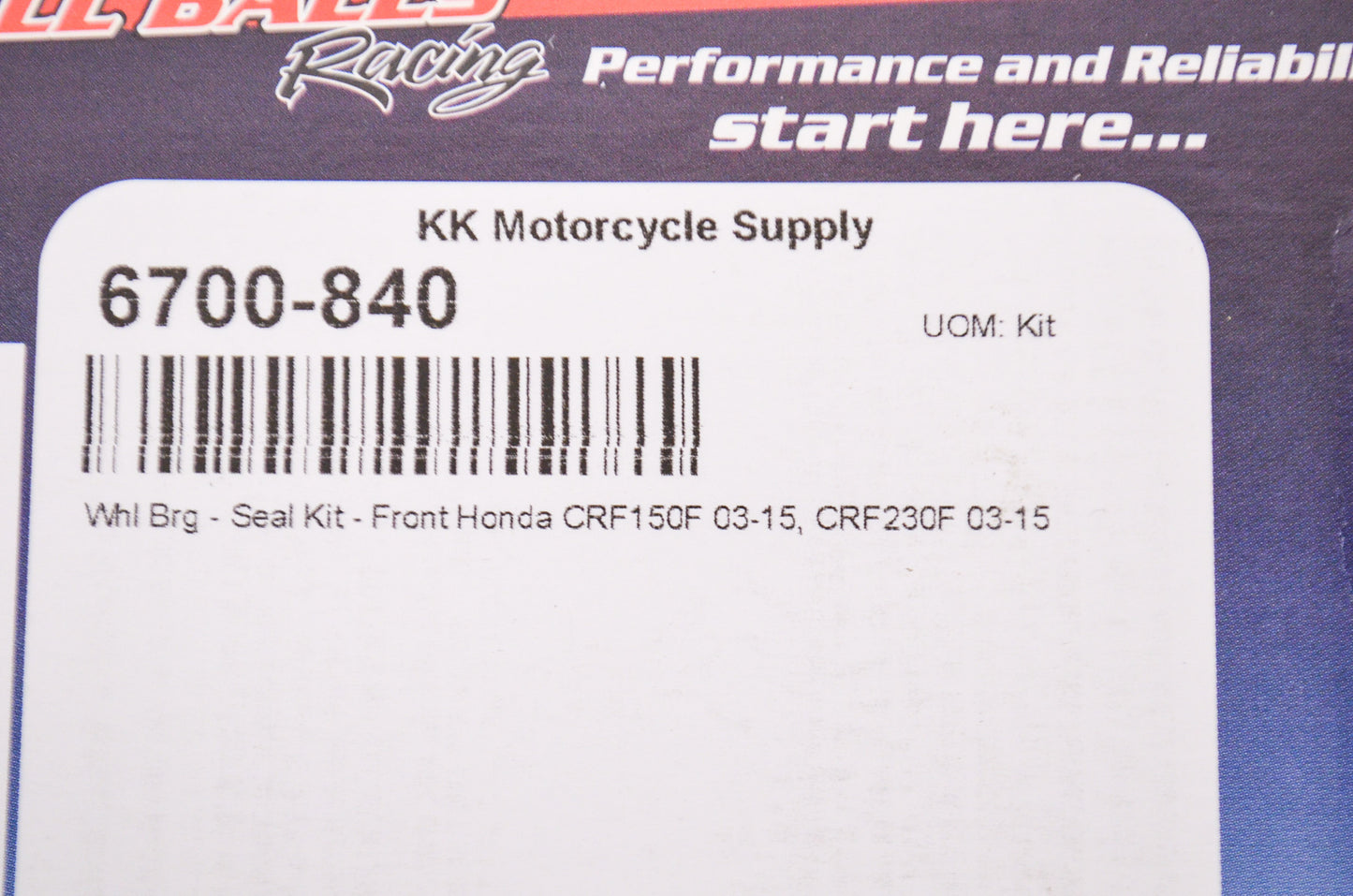 All Balls 25-1421, 6700-840 Wheel Bearing Seal Kit NOS