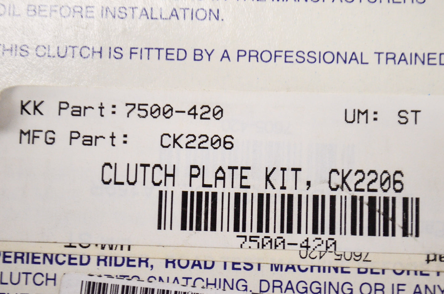 EBC CK2206, 7500-420 Clutch Plate Kit NOS