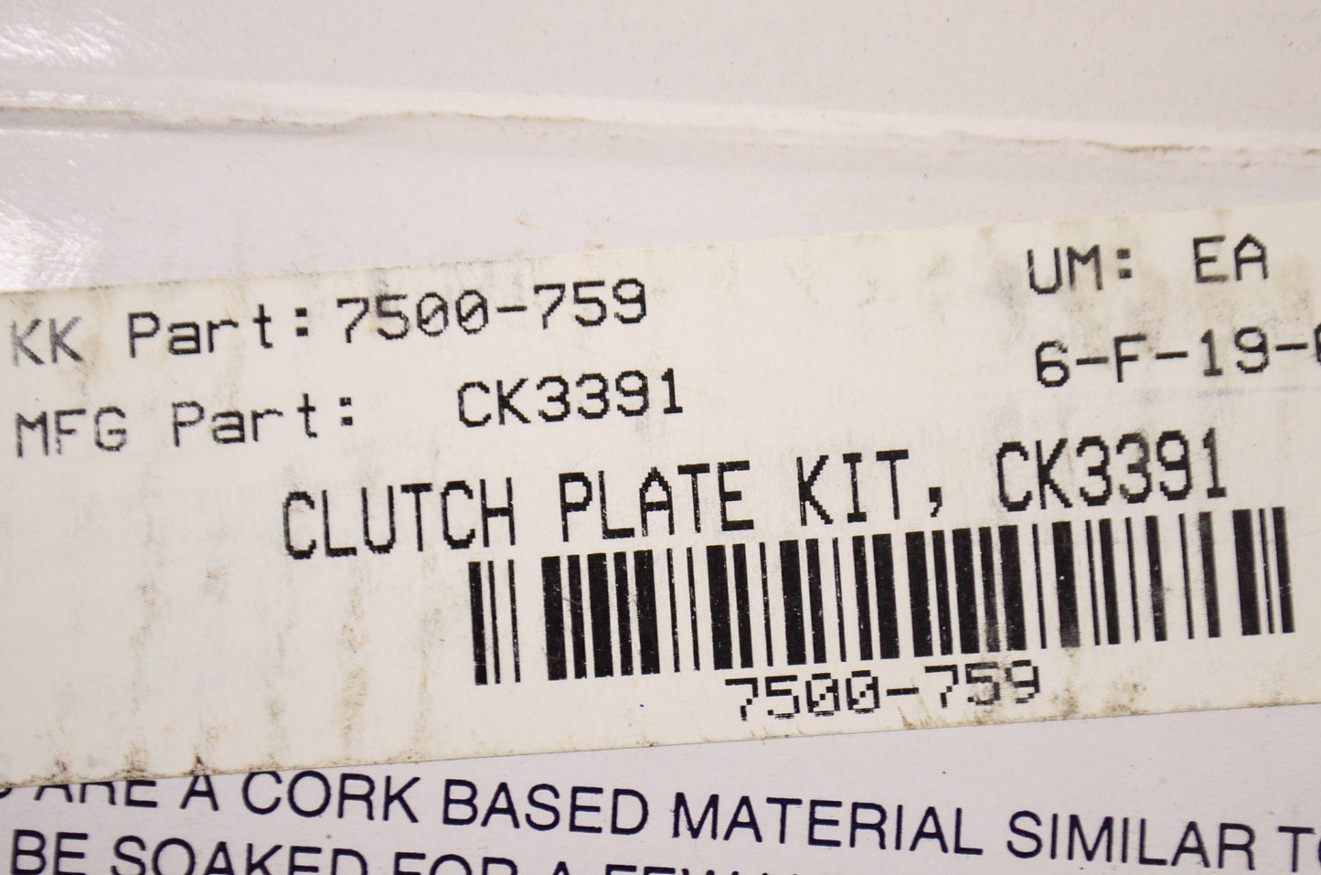 EBC CK3391, 7500-759 Clutch Plate Kit NOS