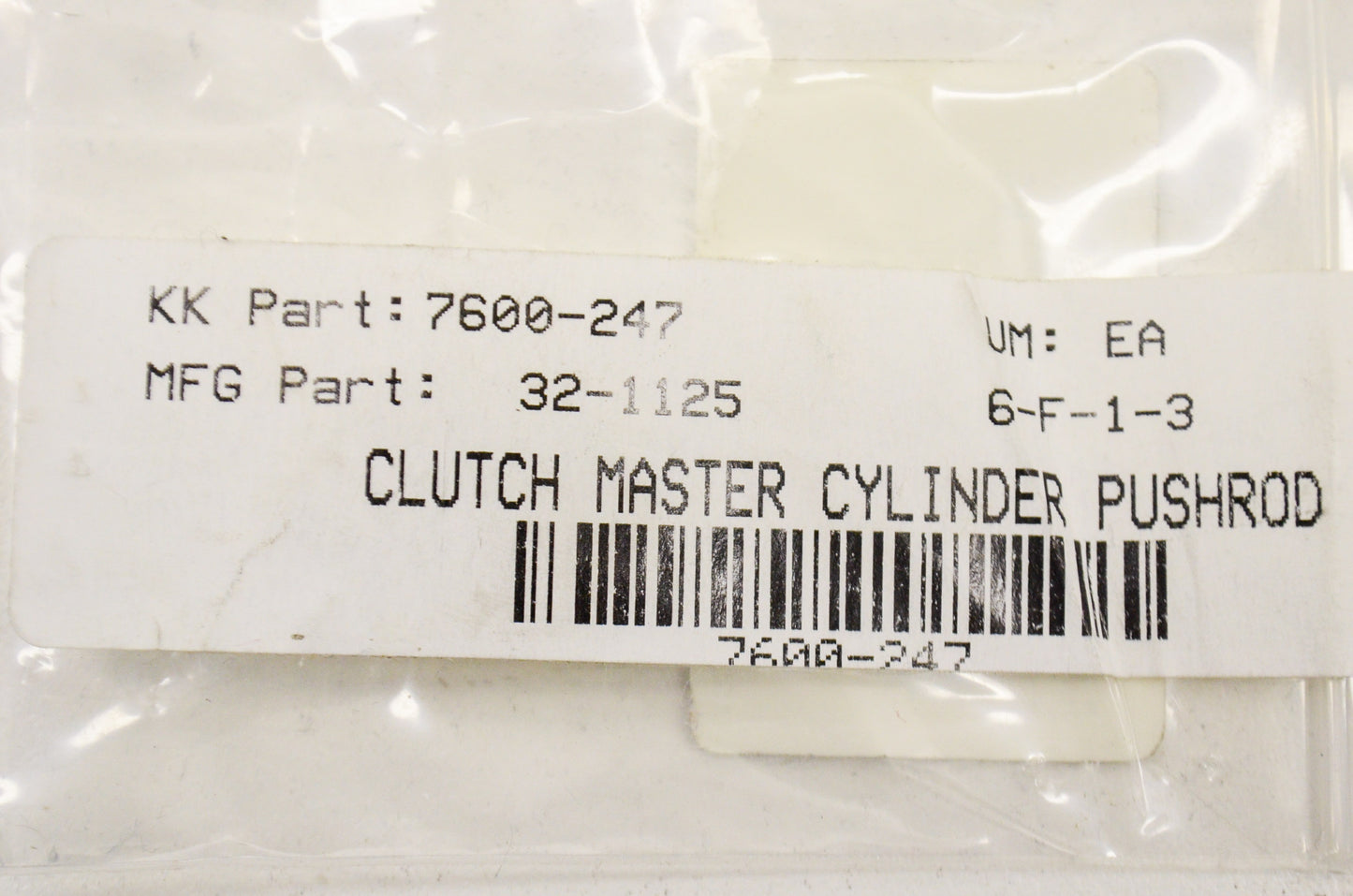 K&L Clutch Master Cylinder Pushrod and Bushing NOS