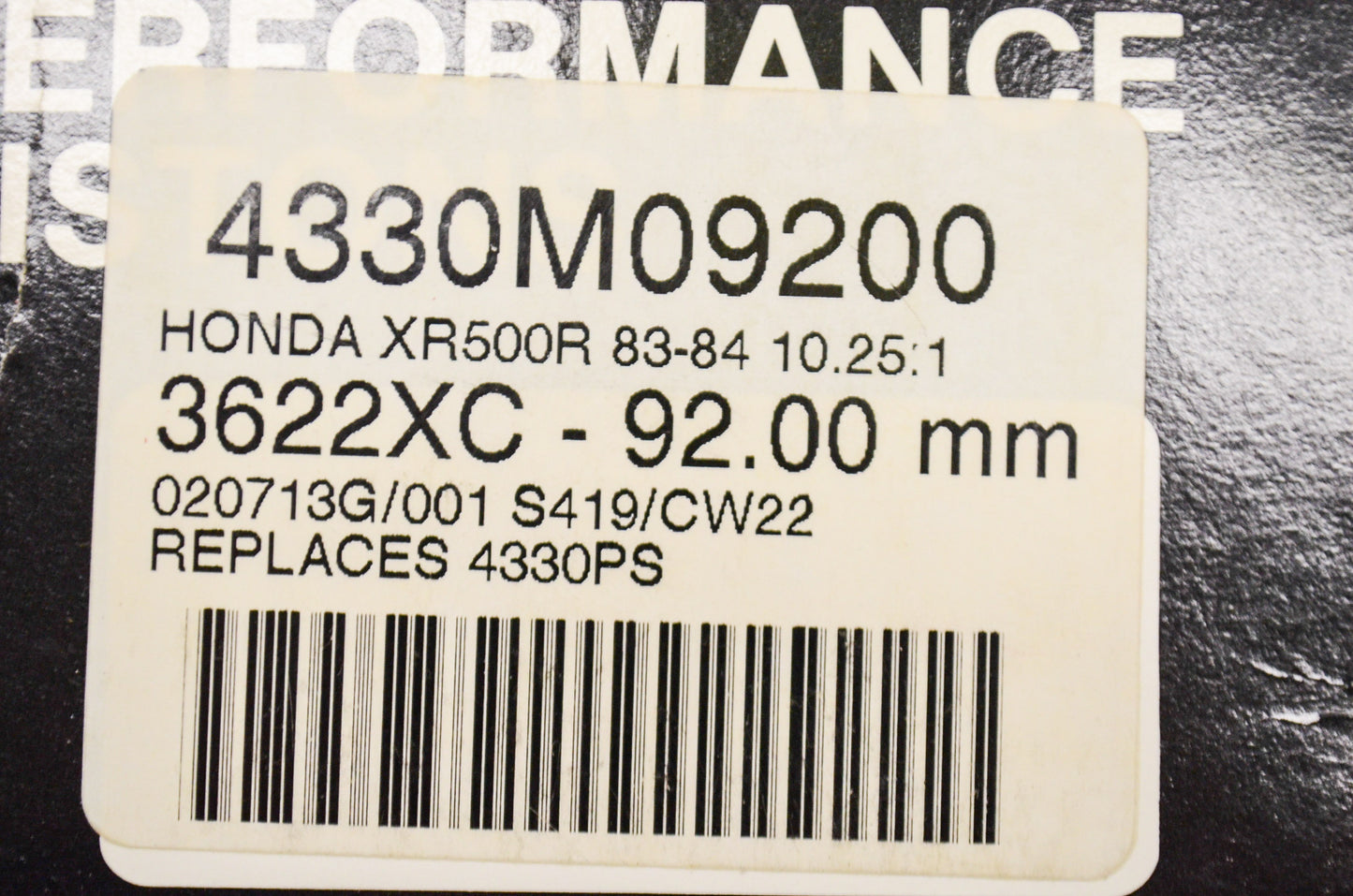 Wiseco 4330M09200, 9200-209, 3622XC, CW22/S419 Piston Kit 92mm NOS