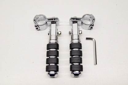 New Emgo Buffalo Clamp On Foot Pegs Set 1 1/4' NOS