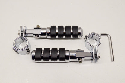 New Emgo Buffalo Clamp On Foot Pegs Set 1 1/4' NOS