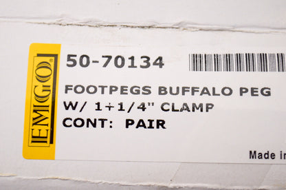 New Emgo Buffalo Clamp On Foot Pegs Set 1 1/4' NOS