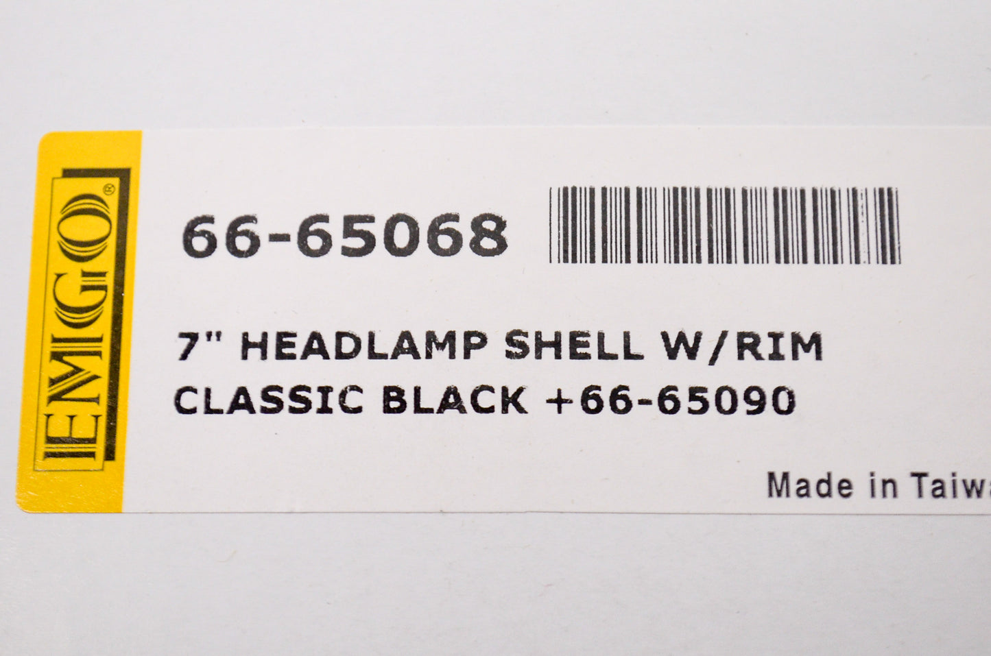 7' Classic Headlight Shell w/ Rim Black NOS