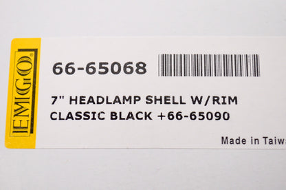 7' Classic Headlight Shell w/ Rim Black NOS