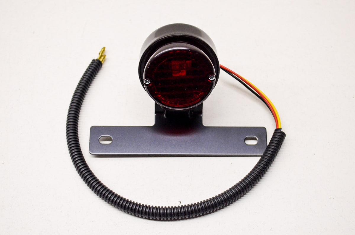 EMGO 62-21512 Round Motorcycle Tail Light Black Bobber Chopper Custom