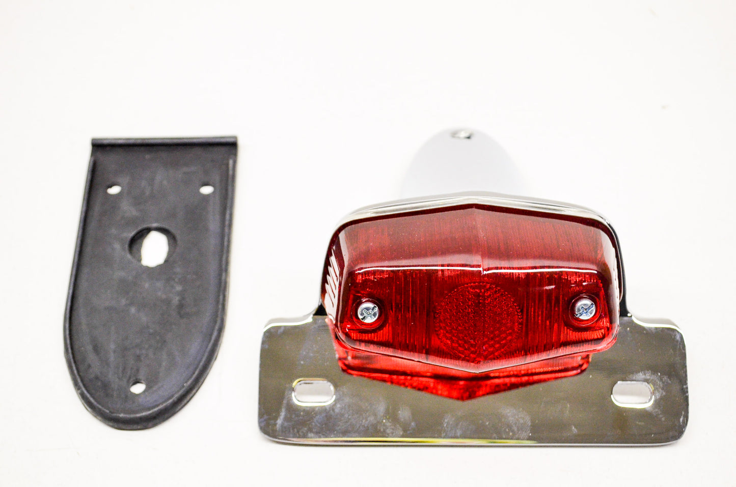 Lucas Style Tail Light 12V 23/3W Bulb with Die Cast Chrome Bracket NOS