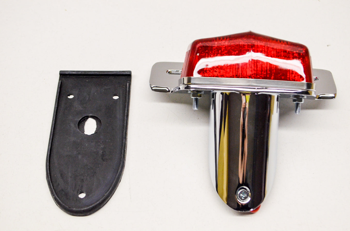 Lucas Style Tail Light 12V 23/3W Bulb with Die Cast Chrome Bracket NOS