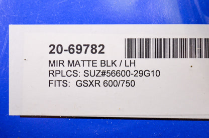 Matte Black Left Hand Mirror Fits Suzuki GSXR 600 750. NOS