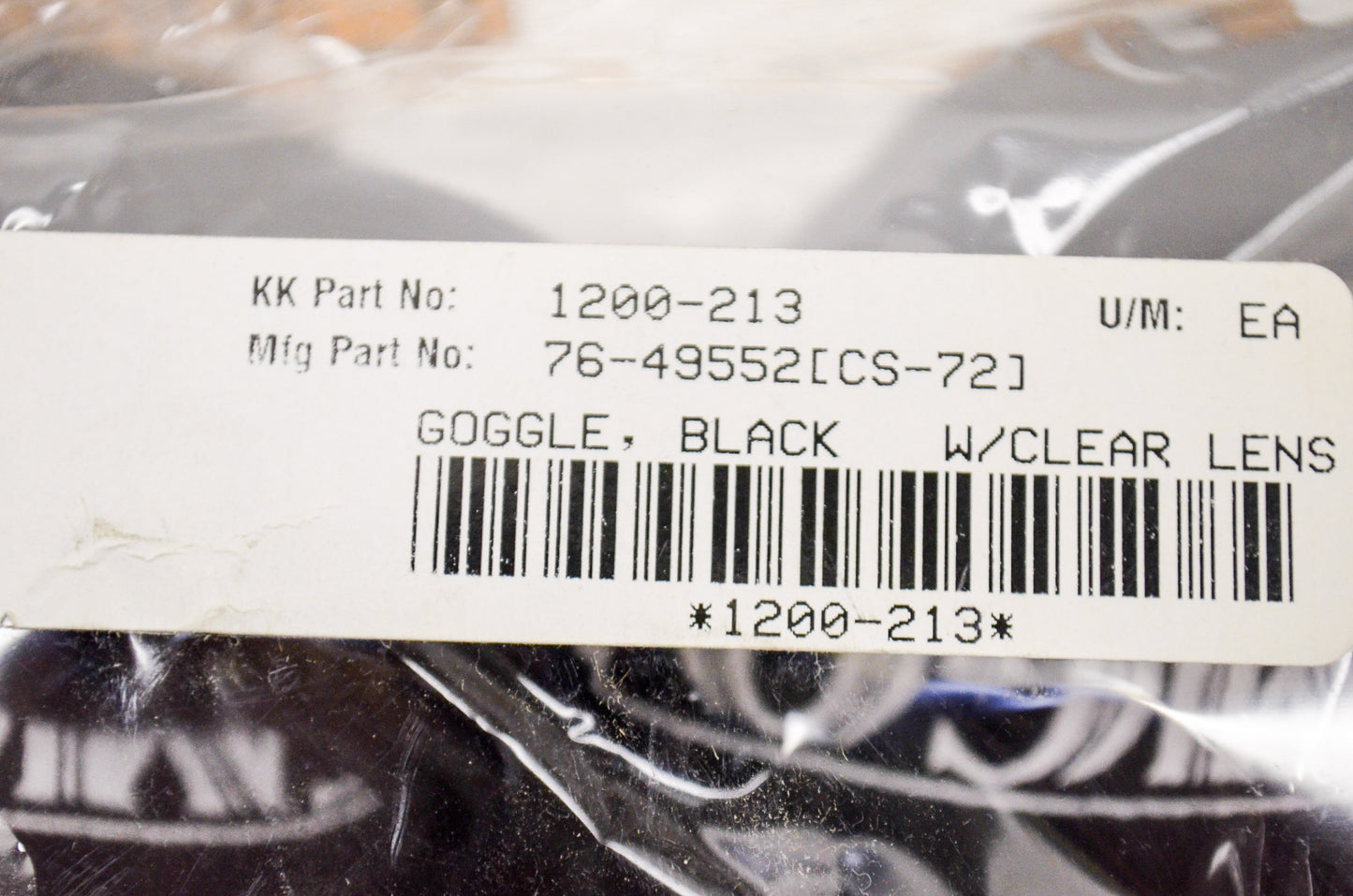 New Emgo Black Goggle with Clear Lens NOS
