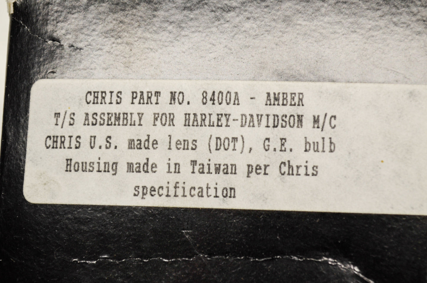 Chris CH8400A, 8400A Turn Signal Assembly Amber NOS