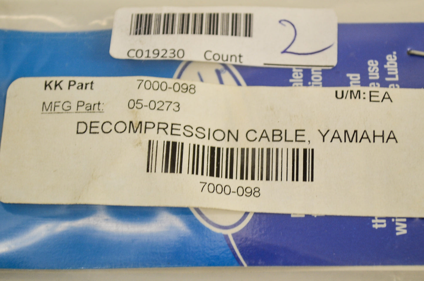 New Motion Pro Decompression Cable Yamaha NOS