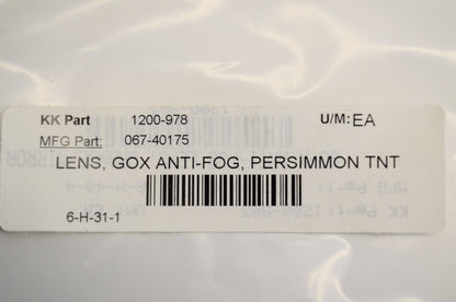 EKS Brand 1200-978, 067-40175 Go-X Anti-Fog Lens Persimmon Tint NOS