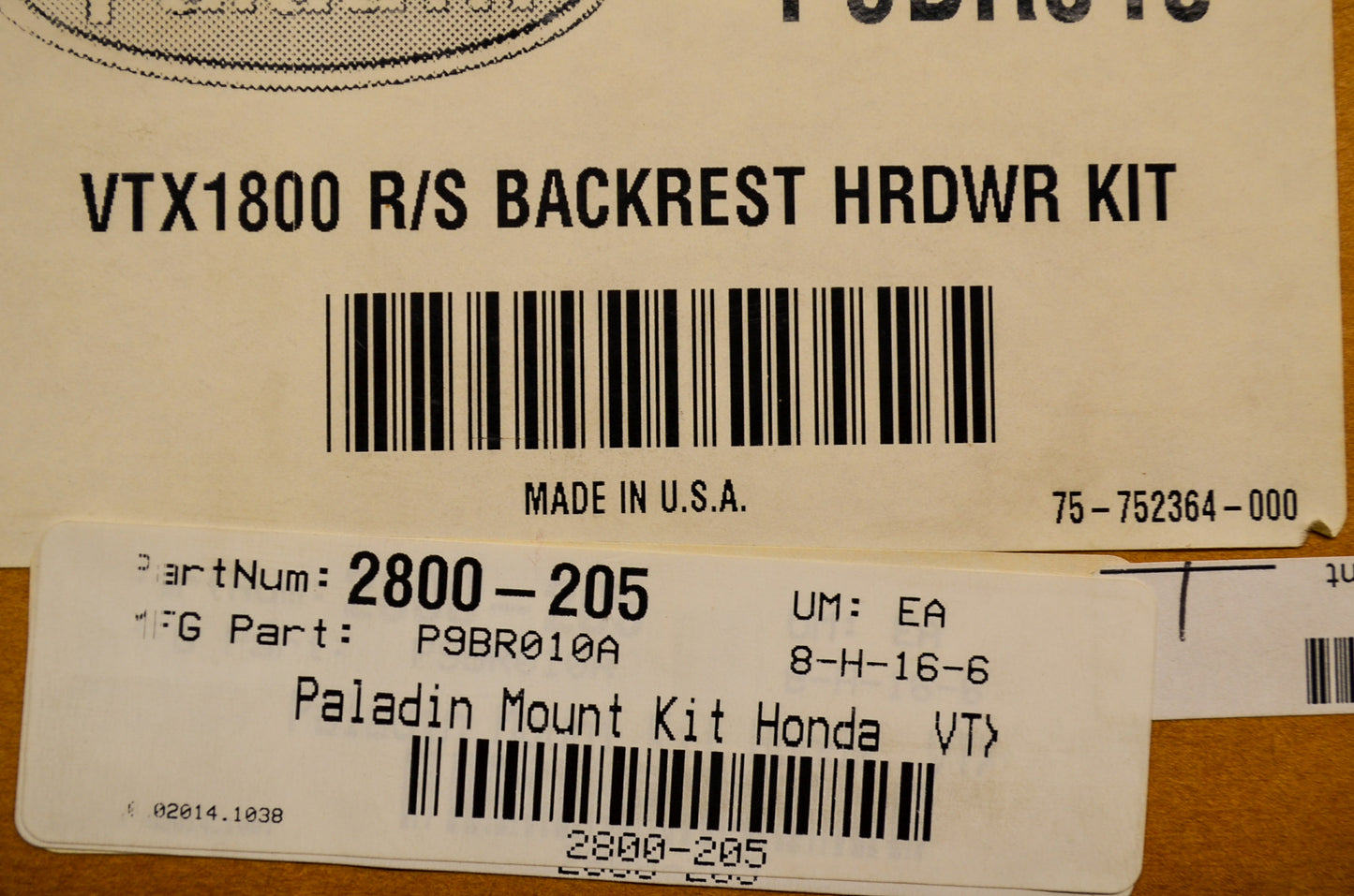 Paladin Backrest Mount Kit NOS