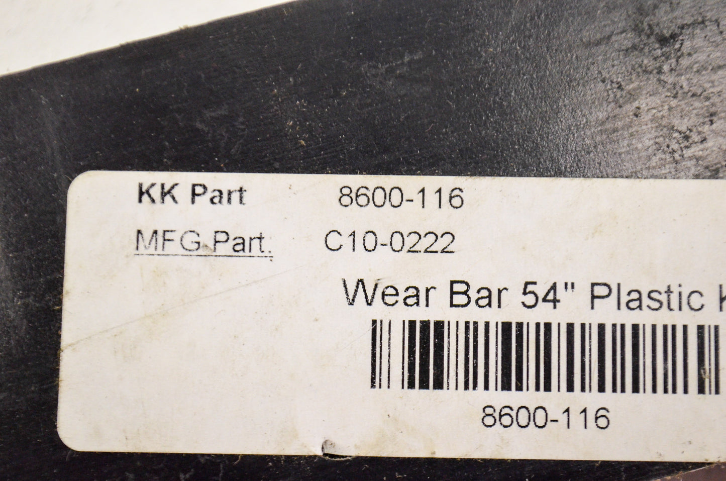 Wear Bar 54' Plastic NOS